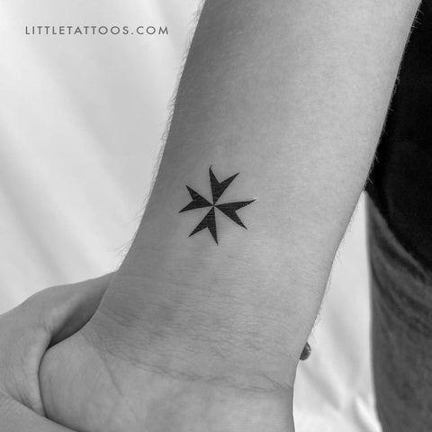 Maltese Cross Temporary Tattoo - Set of 3