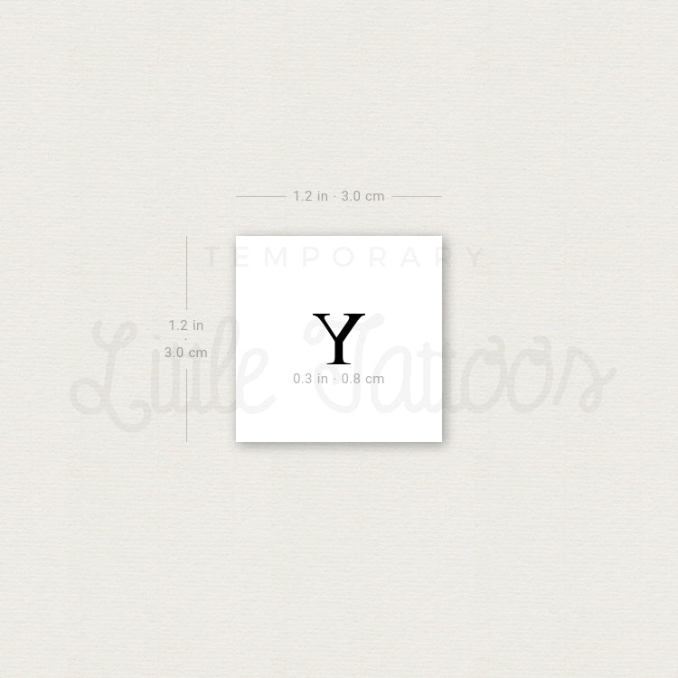 Y Uppercase Serif Letter Temporary Tattoo - Set of 3