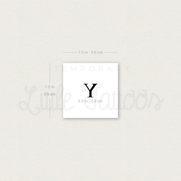 Y Uppercase Serif Letter Temporary Tattoo - Set of 3