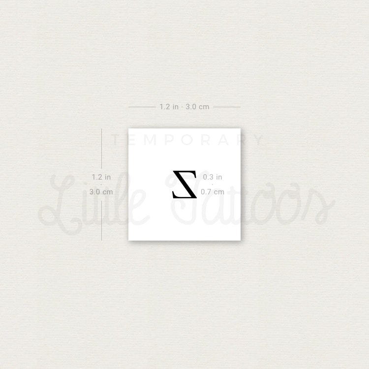 Z Uppercase Serif Letter Temporary Tattoo - Set of 3