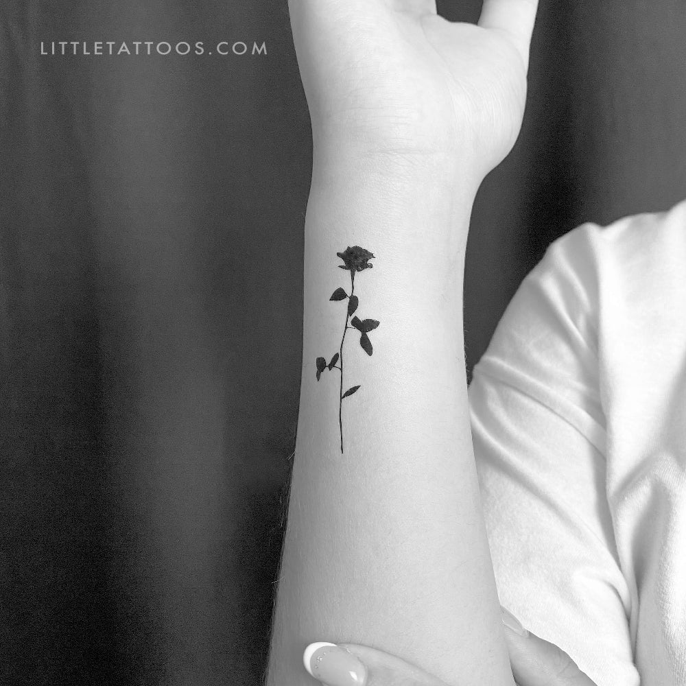 Black Rose Temporary Tattoo - Set of 3