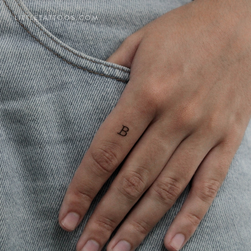 B Uppercase Typewriter Letter Temporary Tattoo (Set of 3)