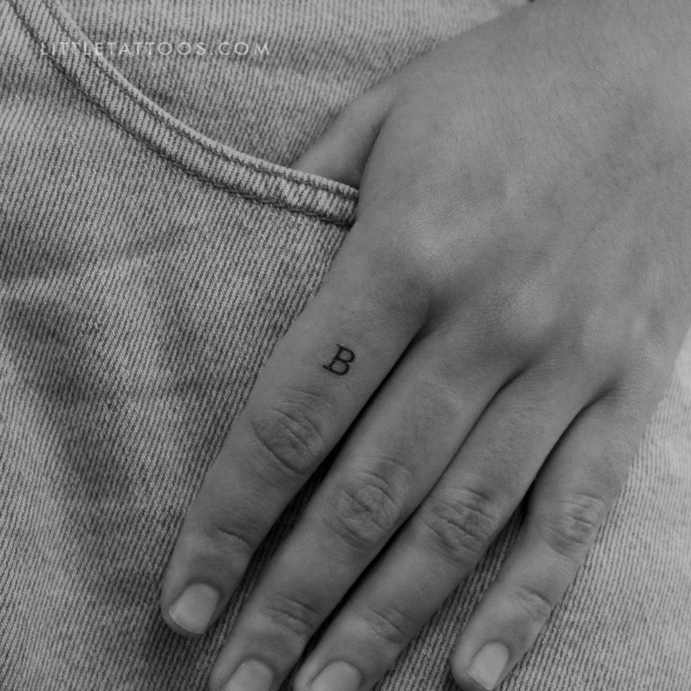 B Uppercase Typewriter Letter Temporary Tattoo (Set of 3)
