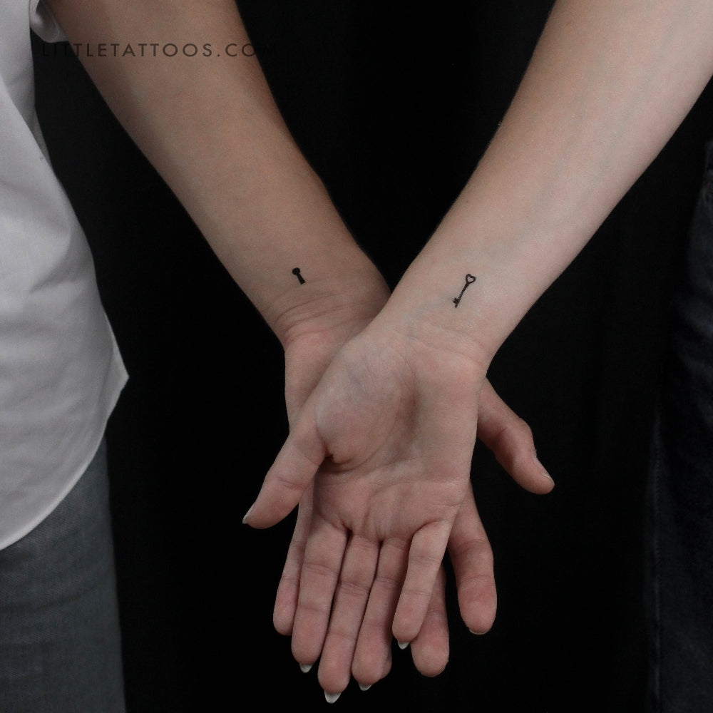 Tatuaje temporal de llave y ojo de cerradura a juego (juego de 3)
