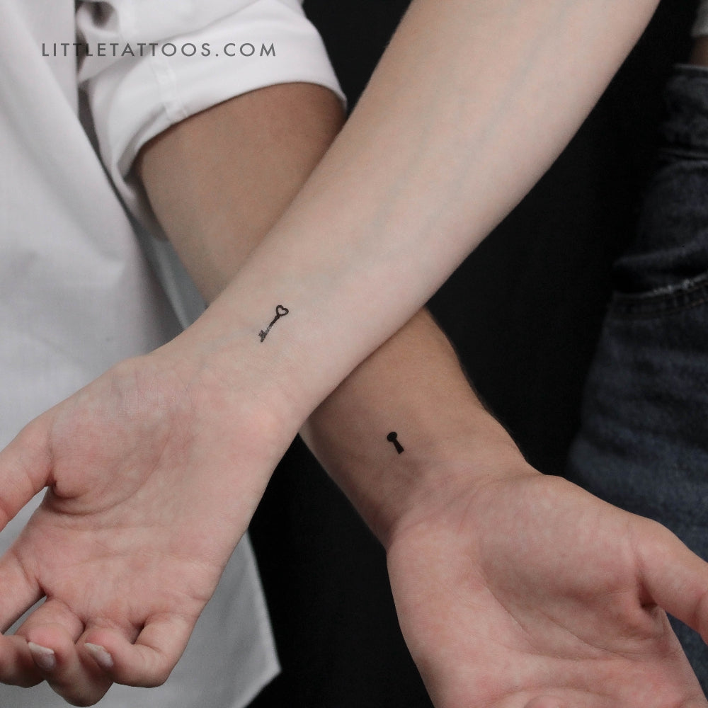 Tatuaje temporal de llave y ojo de cerradura a juego (juego de 3)