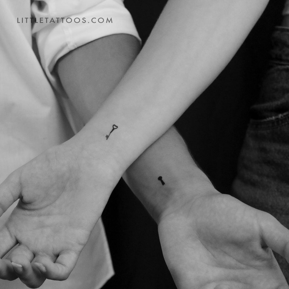 Tatuaje temporal de llave y ojo de cerradura a juego (juego de 3)