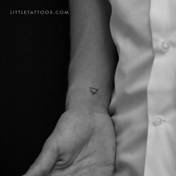 Tattoo tagged with: small, air symbol, symbols, line art, tiny, water symbol,  ifttt, little, minimalist, east, inner forearm, earth symbol, fire symbol,  alchemy, fine line | inked-app.com