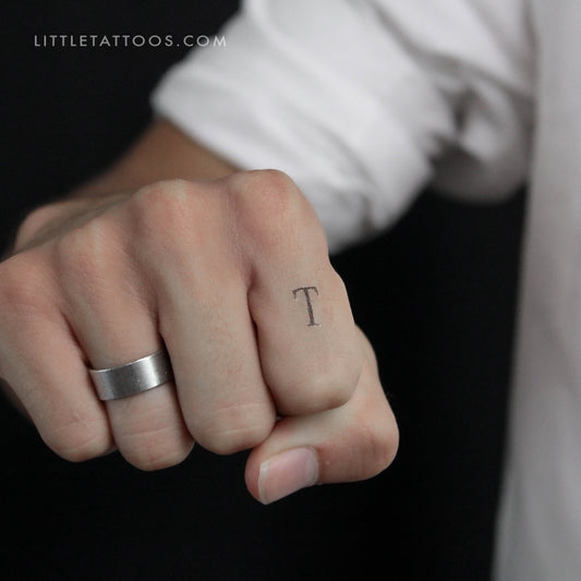 T Uppercase Serif Letter Temporary Tattoo - Set of 3