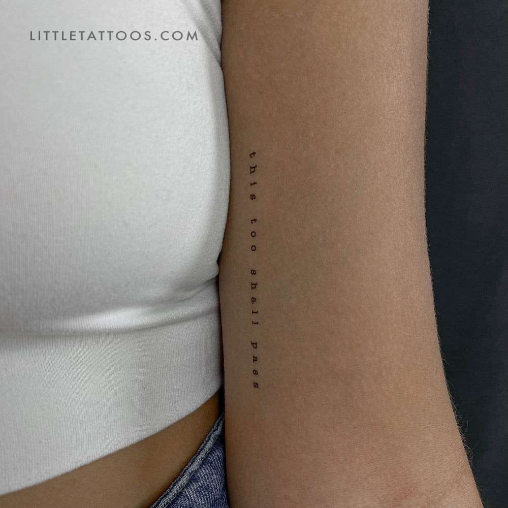 Typewriter Font This Too Shall Pass Temporary Tattoo - Set of 3