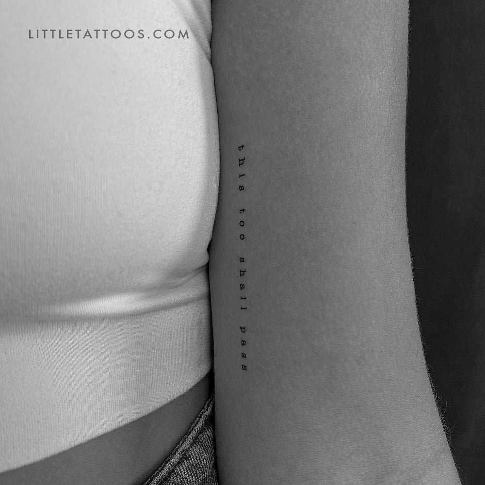 Typewriter Font This Too Shall Pass Temporary Tattoo - Set of 3