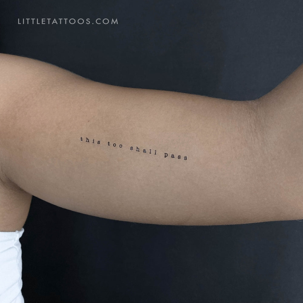 Typewriter Font This Too Shall Pass Temporary Tattoo - Set of 3