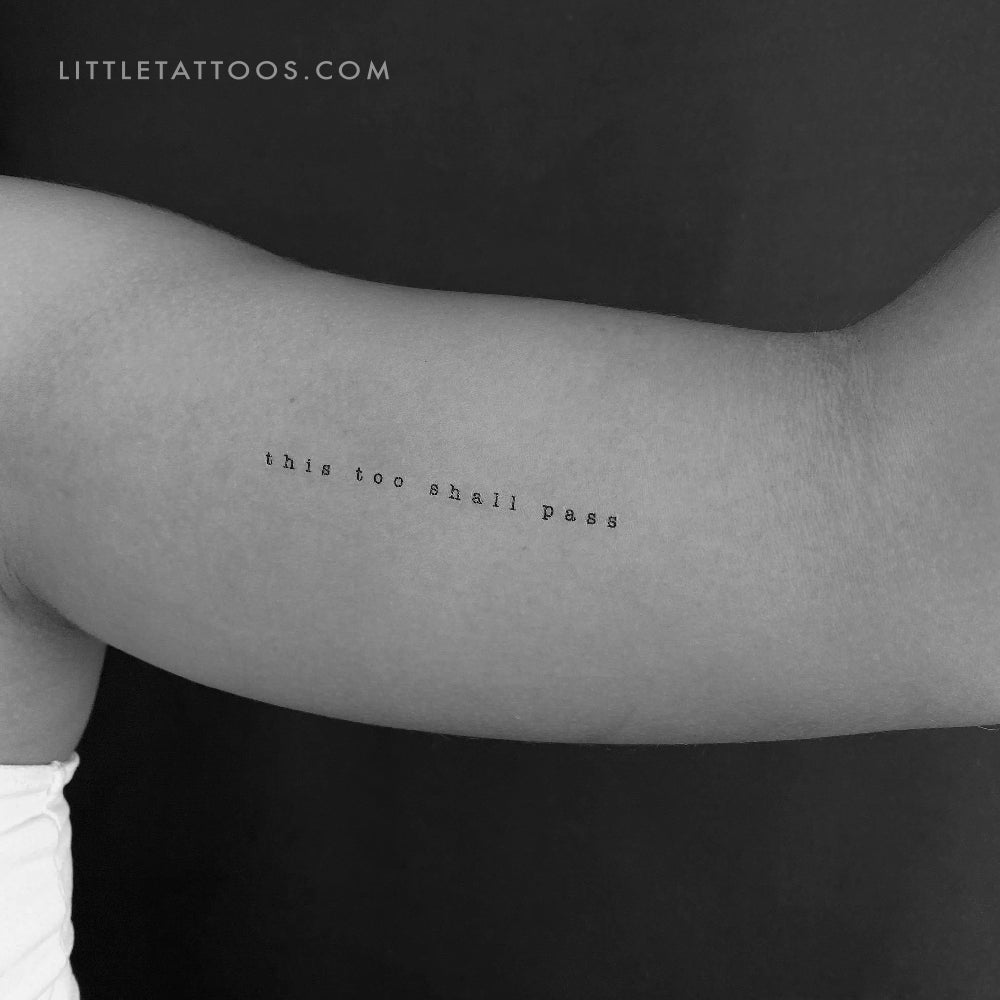 Typewriter Font This Too Shall Pass Temporary Tattoo - Set of 3