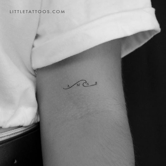 Tatuaje temporal de ola Amar - Juego de 3