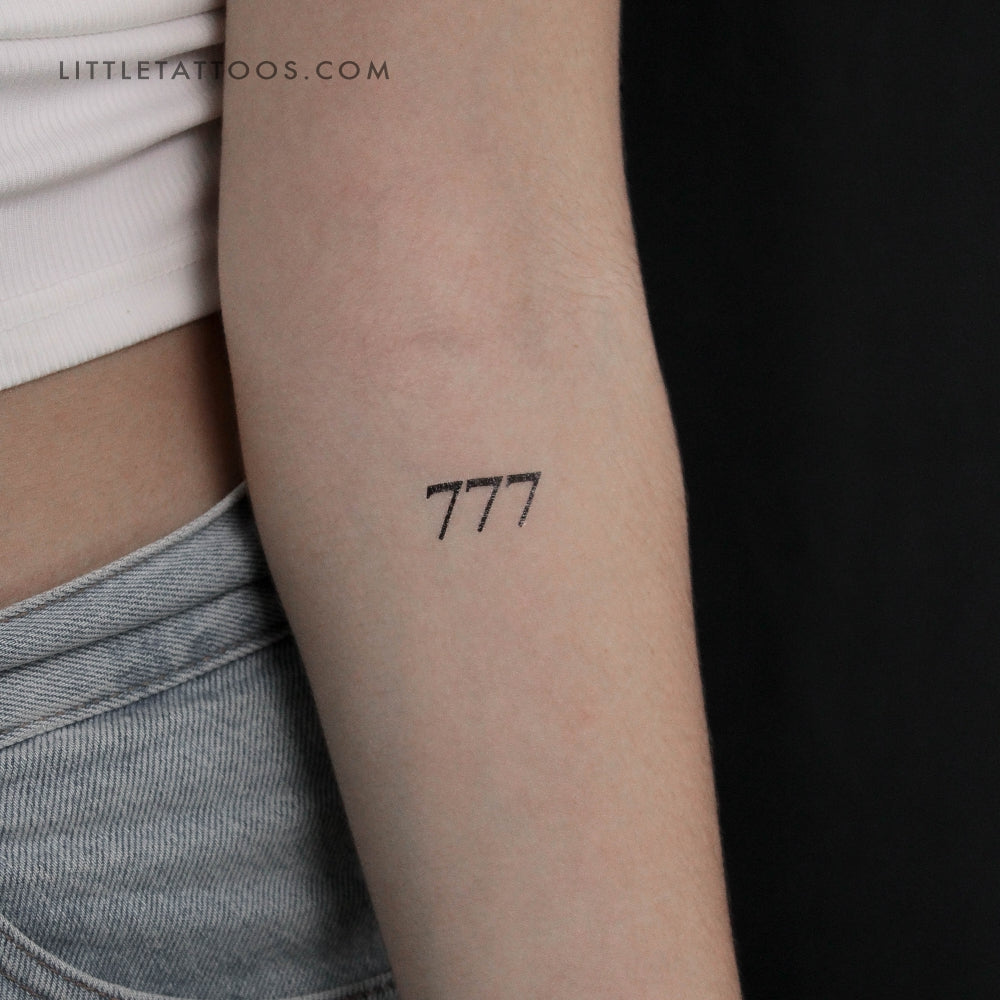 777 Angel Number Temporary Tattoo - Set of 3