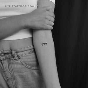777 Angel Number Temporary Tattoo - Set of 3