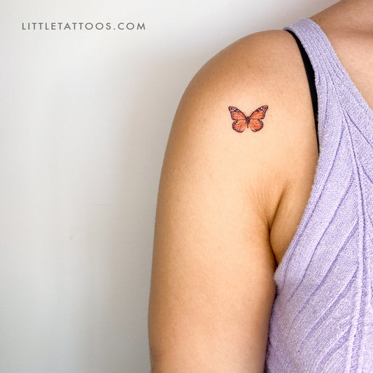 Orange Butterfly Temporary Tattoo - Set of 3