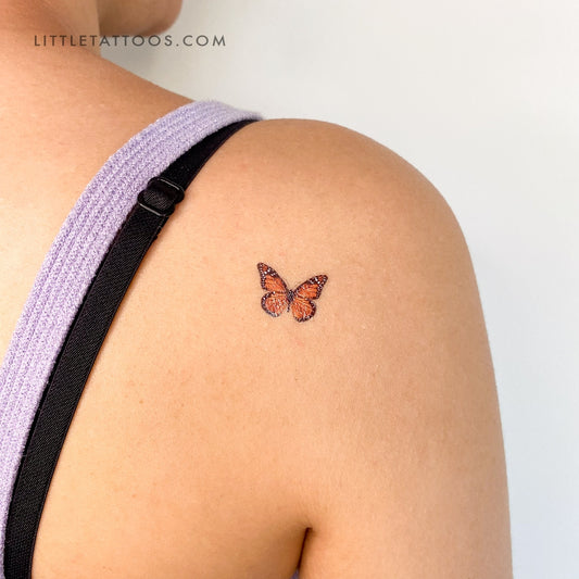 Orange Butterfly Temporary Tattoo - Set of 3