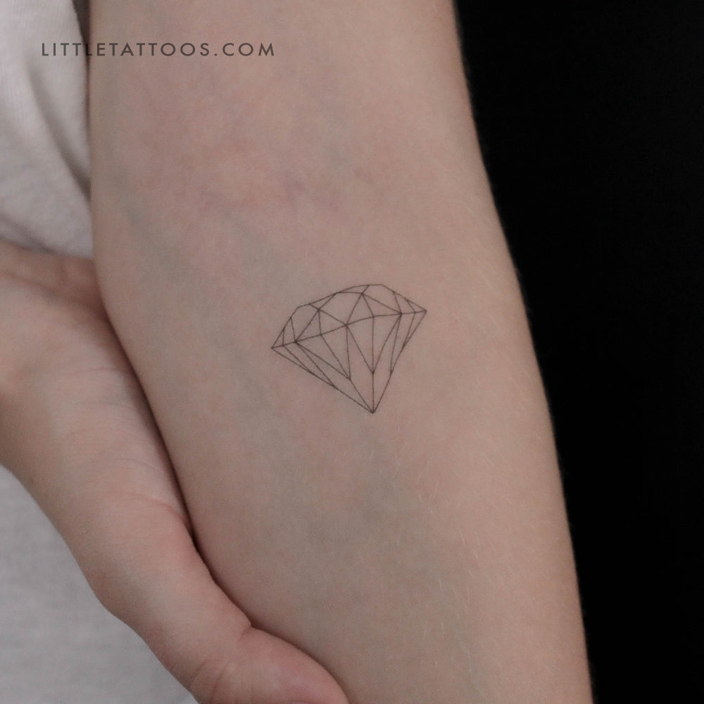 Tatuaje temporal de diamante de línea fina - Juego de 3