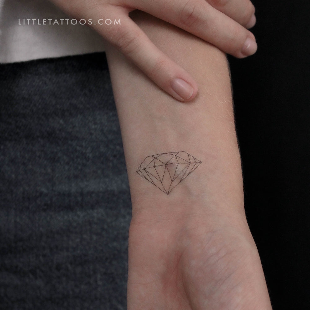 Tatuaje temporal de diamante de línea fina - Juego de 3
