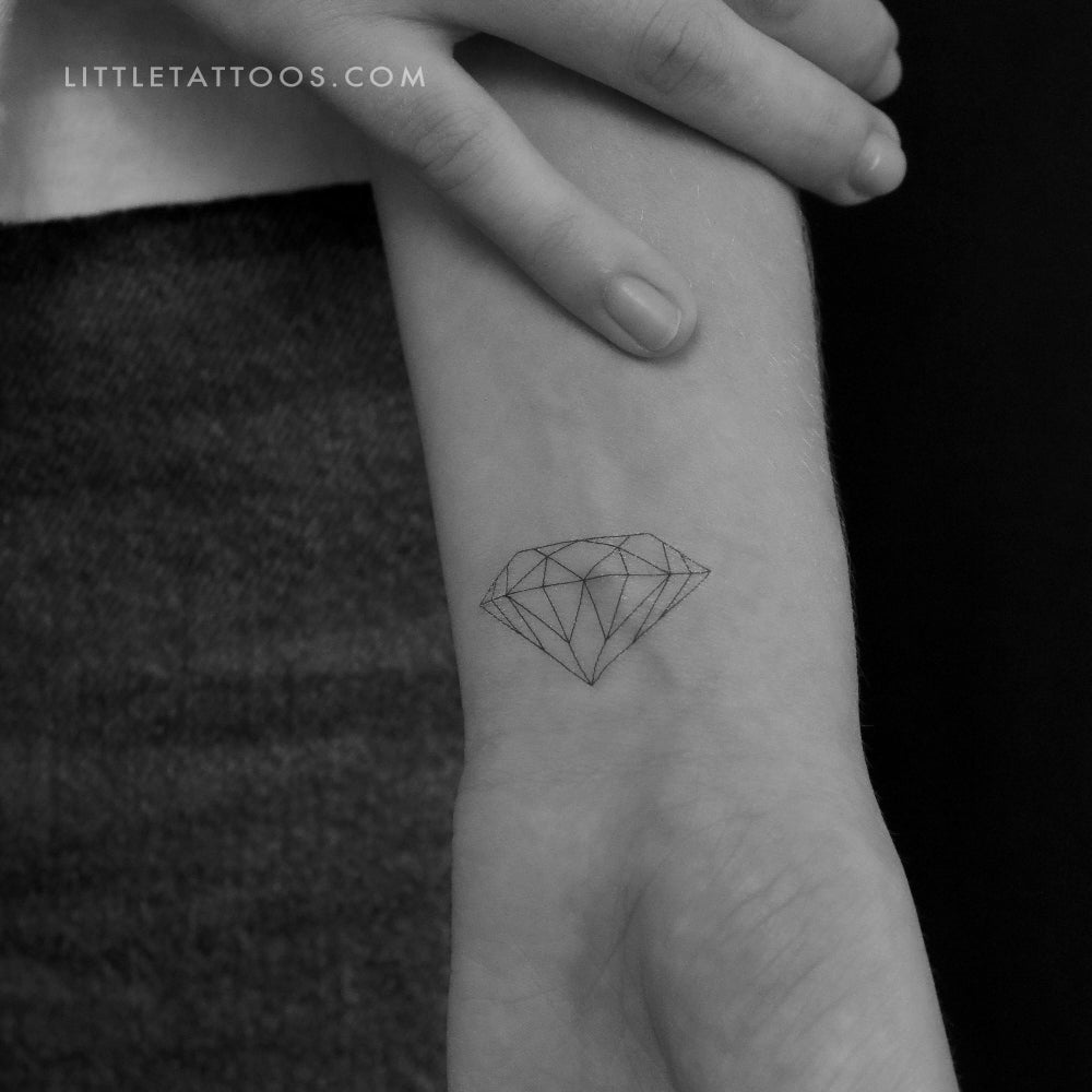 Tatuaje temporal de diamante de línea fina - Juego de 3