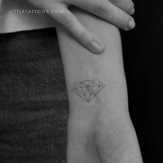 Tatuaje temporal de diamante de línea fina - Juego de 3