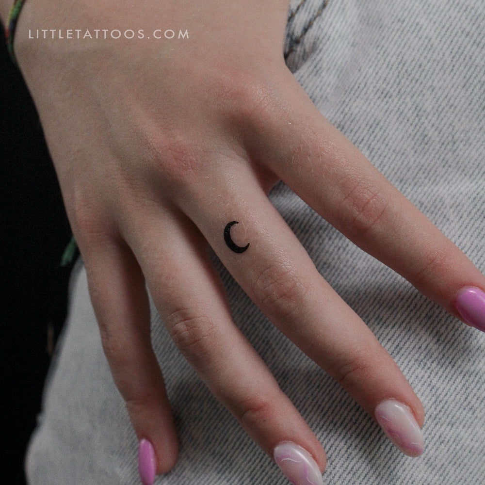 Small Black Crescent Moon Temporary Tattoo - Set of 3