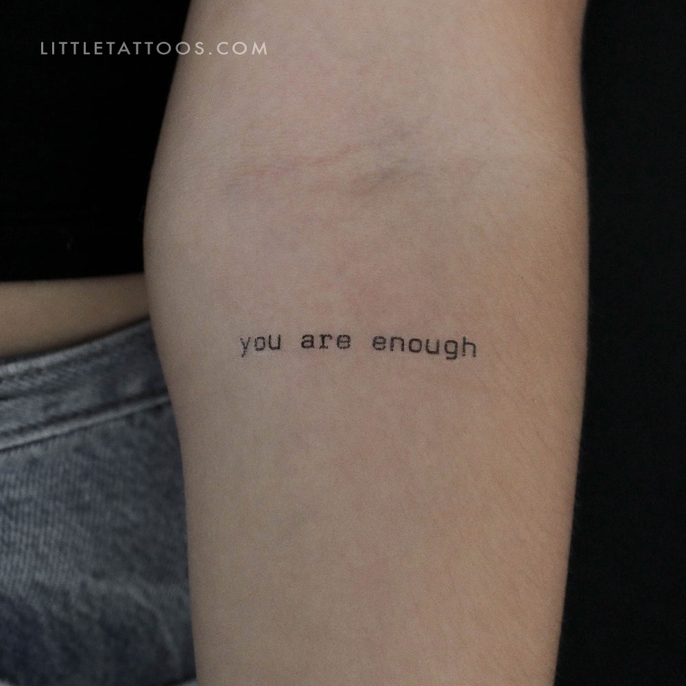 Tatuaje temporal "Eres suficiente" de máquina de escribir - Juego de 3
