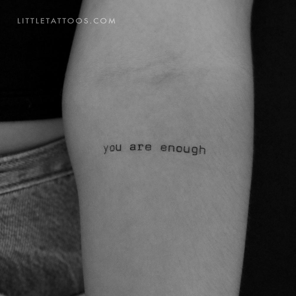 Tatuaje temporal "Eres suficiente" de máquina de escribir - Juego de 3