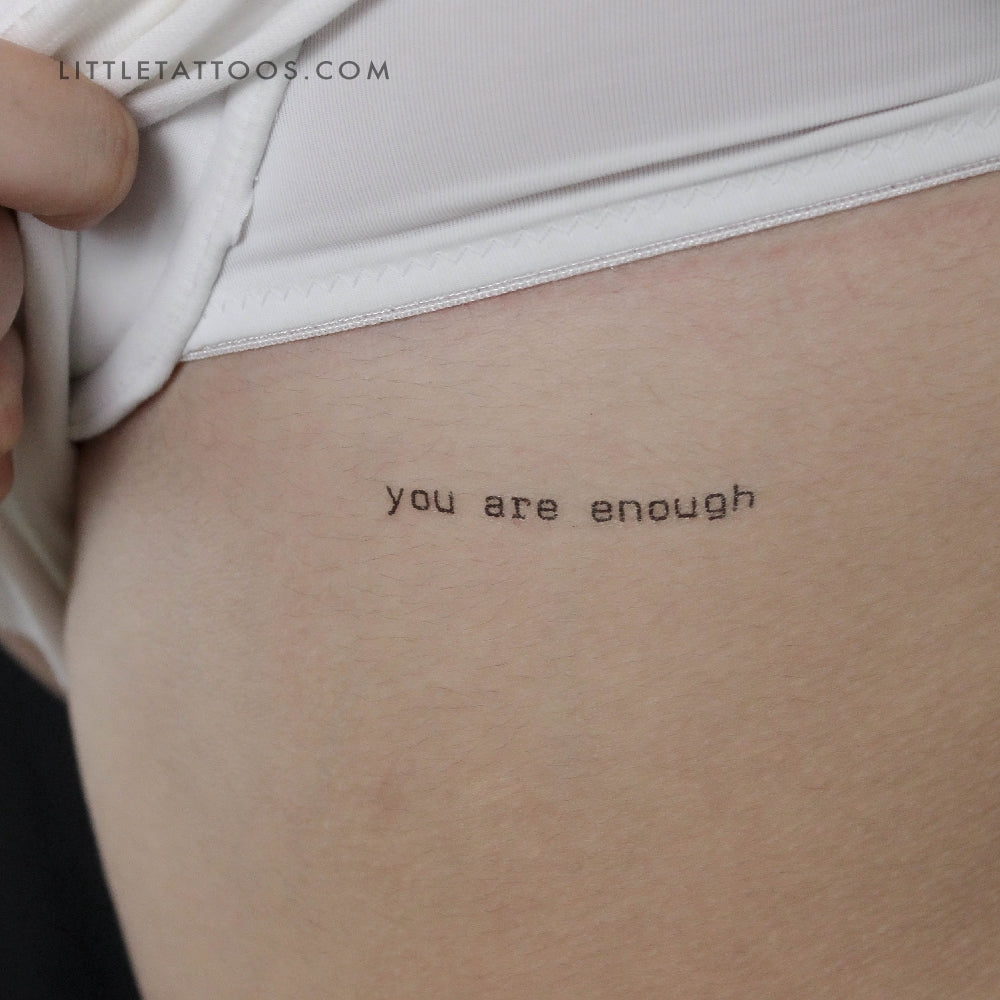 Tatuaje temporal "Eres suficiente" de máquina de escribir - Juego de 3