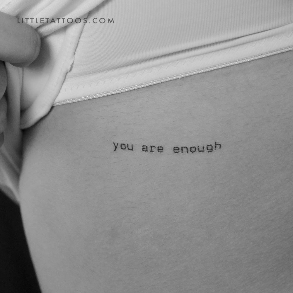 Tatuaje temporal "Eres suficiente" de máquina de escribir - Juego de 3