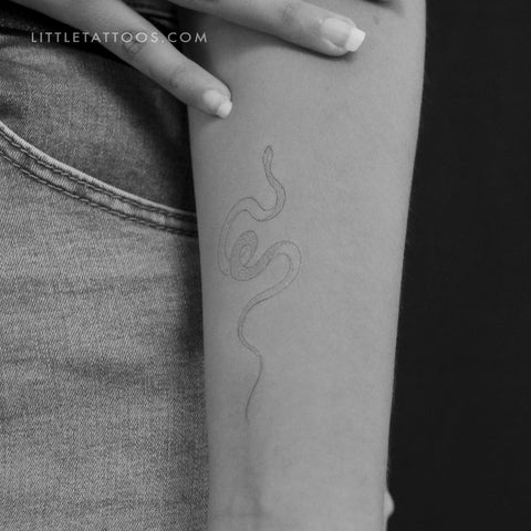 Fine Line Scaled Snake Temporary Tattoo by Harmlessberry - Set of 3