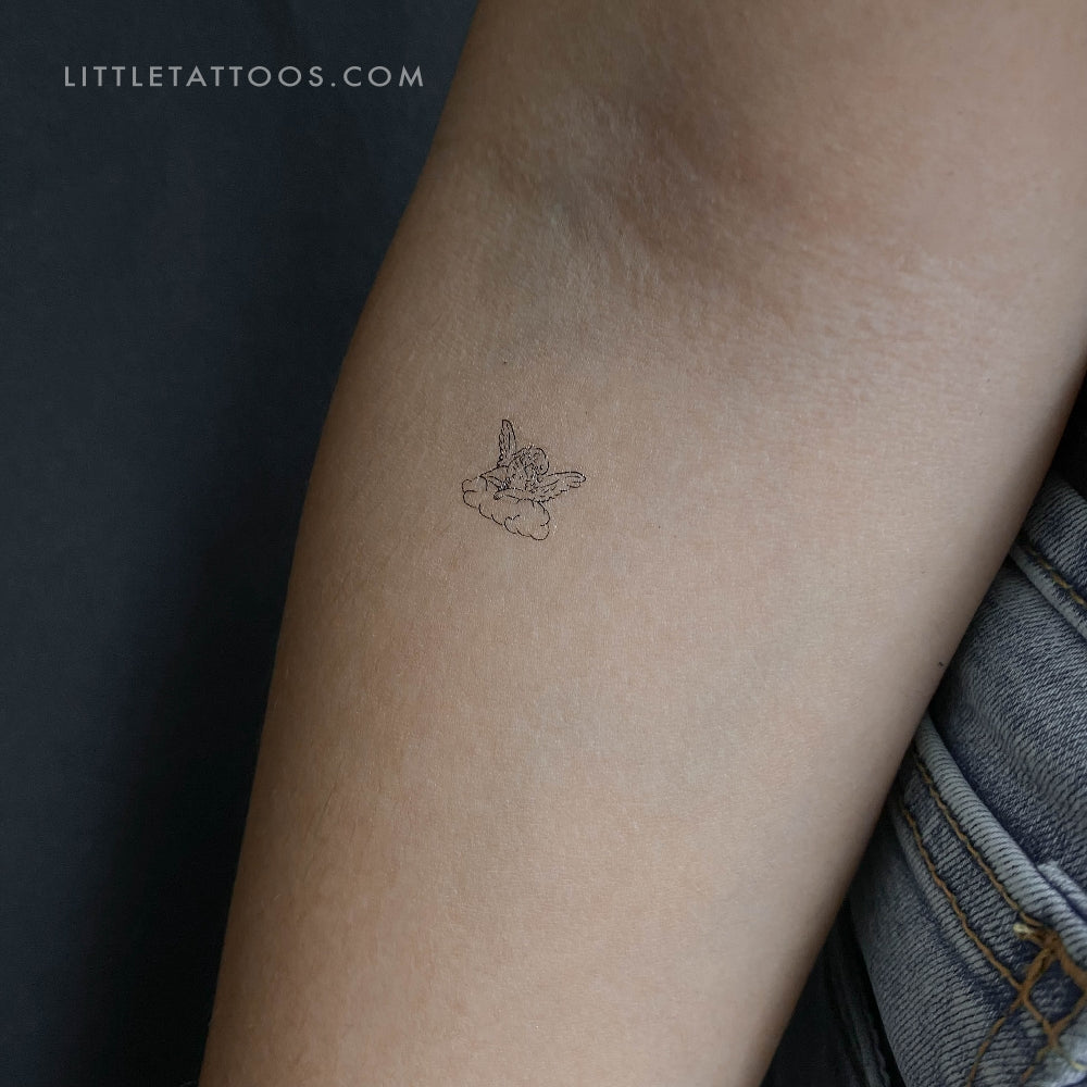 Cherub Sleeping on a Cloud Temporary Tattoo - Set of 3