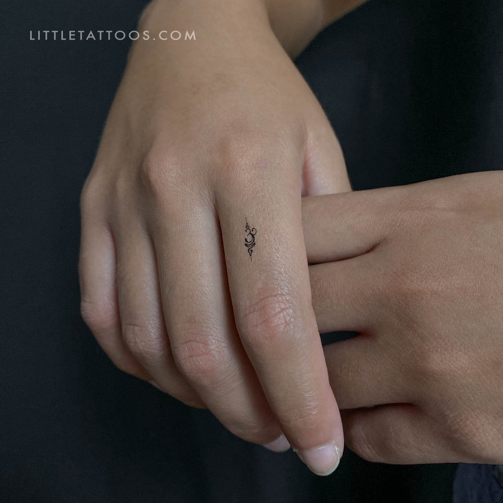 Tiny Sanskrit Symbol for Breathe Temporary Tattoo - Set of 3