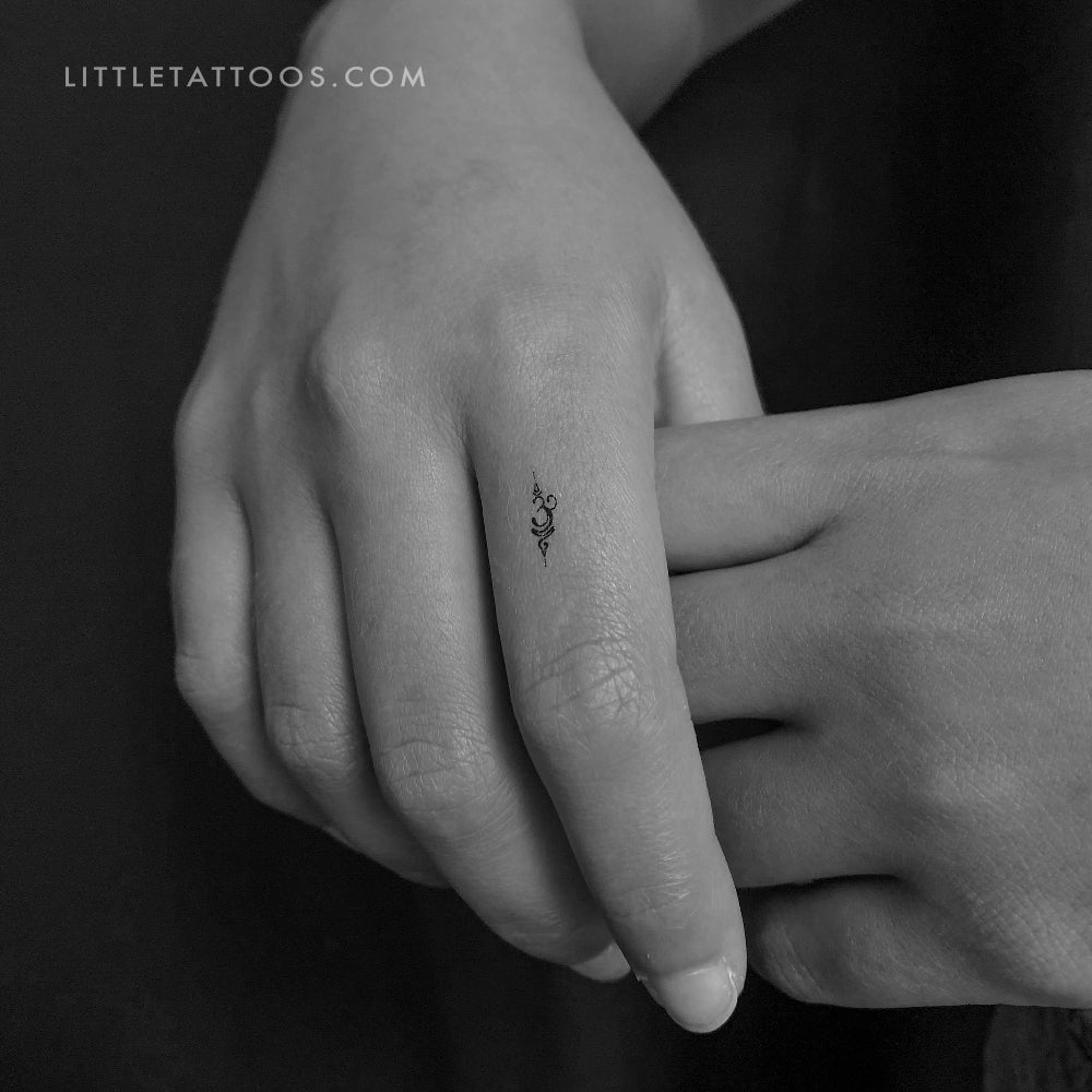 Tiny Sanskrit Symbol for Breathe Temporary Tattoo - Set of 3