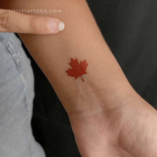 Red Maple Leaf Temporary Tattoo - Set of 3