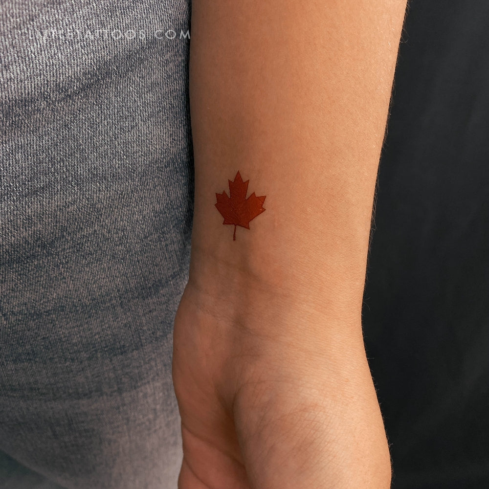 Red Maple Leaf Temporary Tattoo - Set of 3