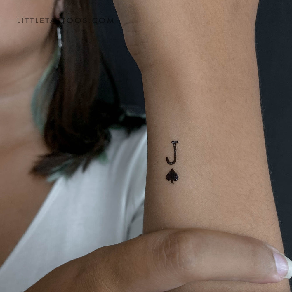 Tatuaje temporal pequeño de la jota de picas (juego de 3)