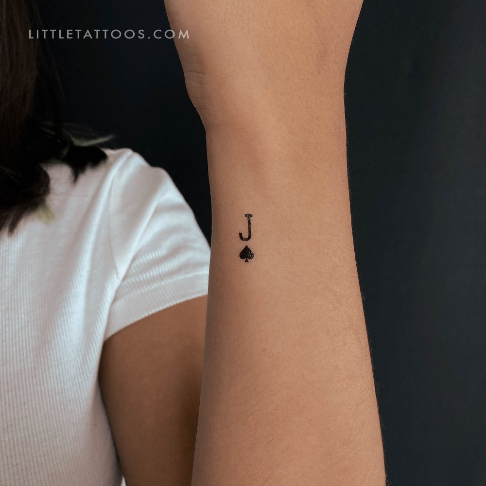Tatuaje temporal pequeño de la jota de picas (juego de 3)