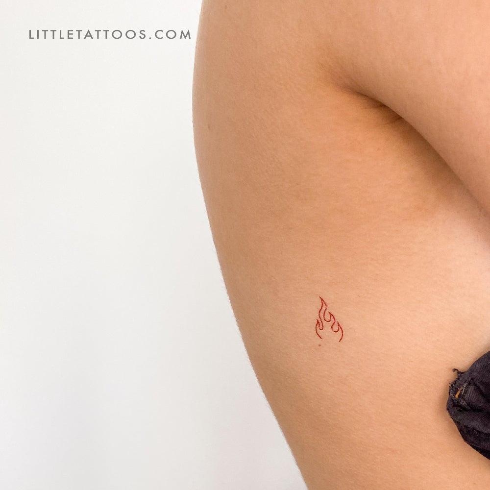Red Fire Flame Temporary Tattoo - Set of 3