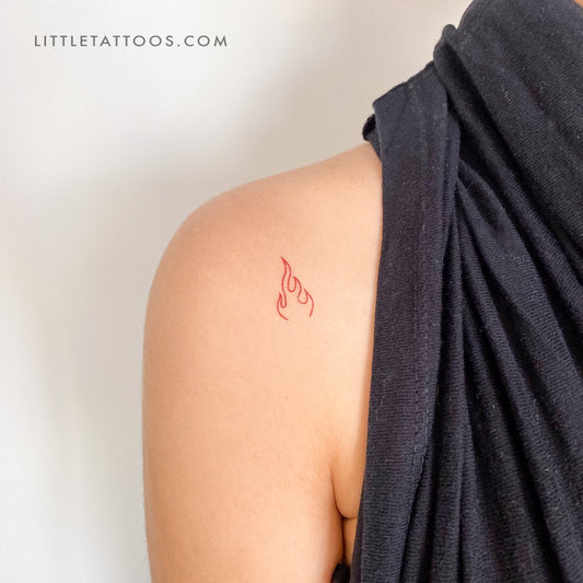 Tatuaje temporal de llama de fuego roja (juego de 3)