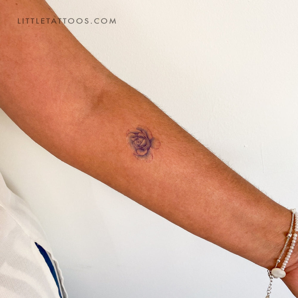 Blue Rose Head Temporary Tattoo by Mini Lau - Set of 3