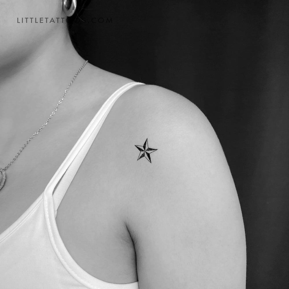 Small Nautical Star Temporary Tattoo - Set of 3