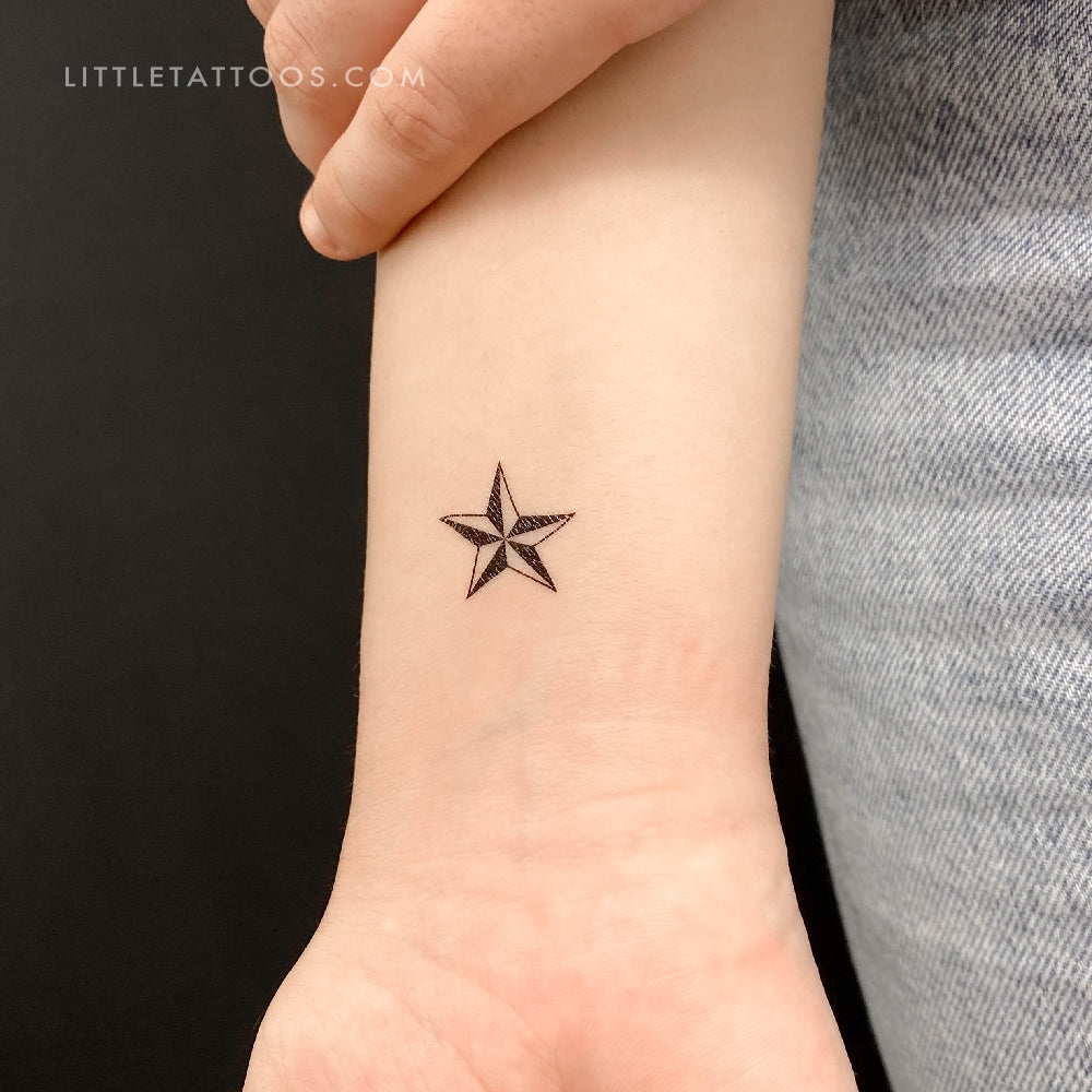 Small Nautical Star Temporary Tattoo - Set of 3