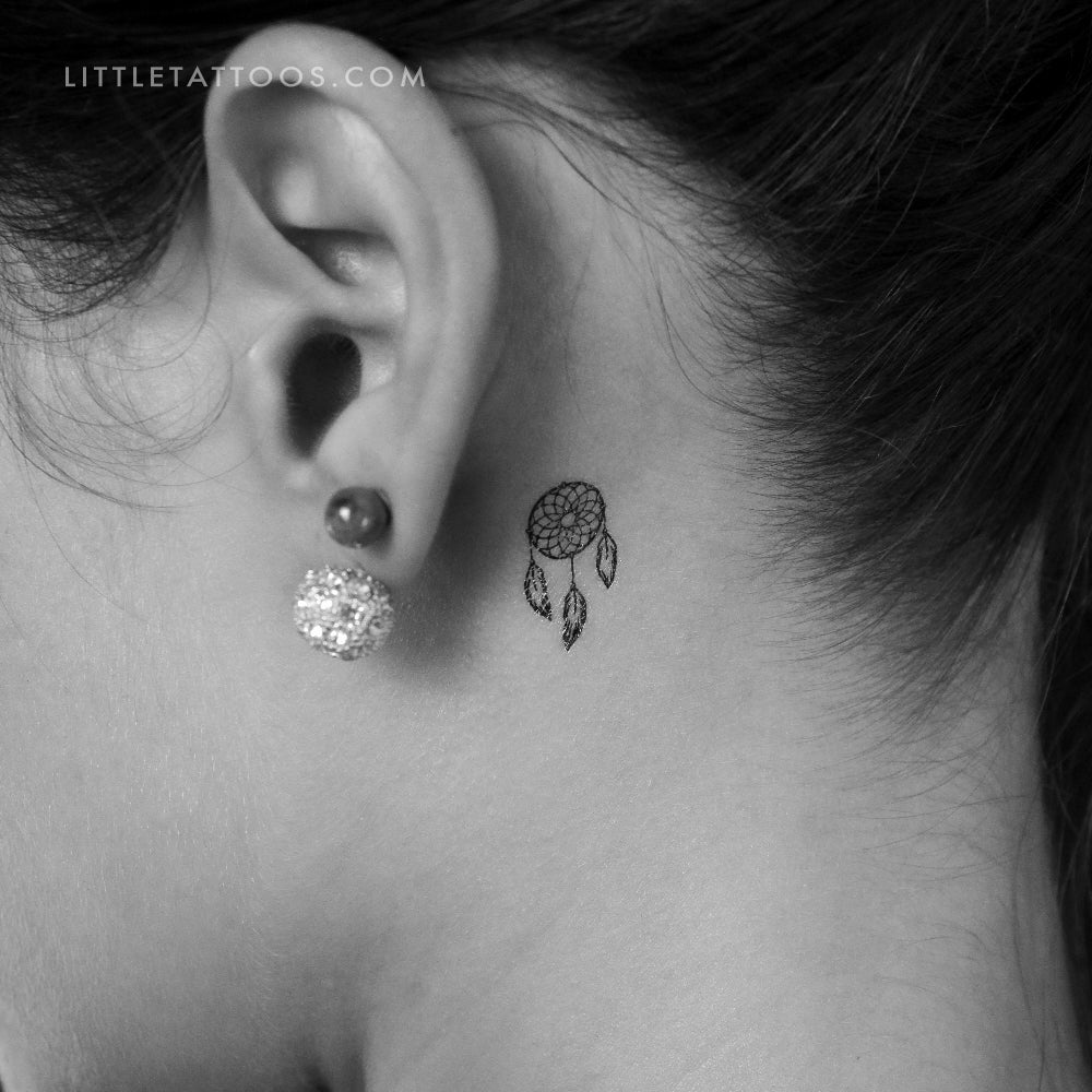 Behind the Ear Dreamcatcher Tattoo Idea