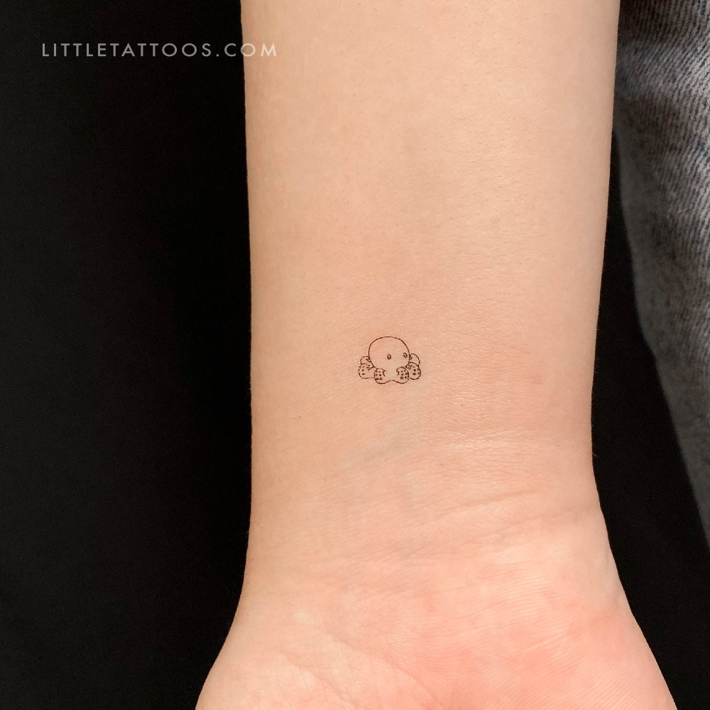Tatuaje temporal de pulpo diminuto - Juego de 3