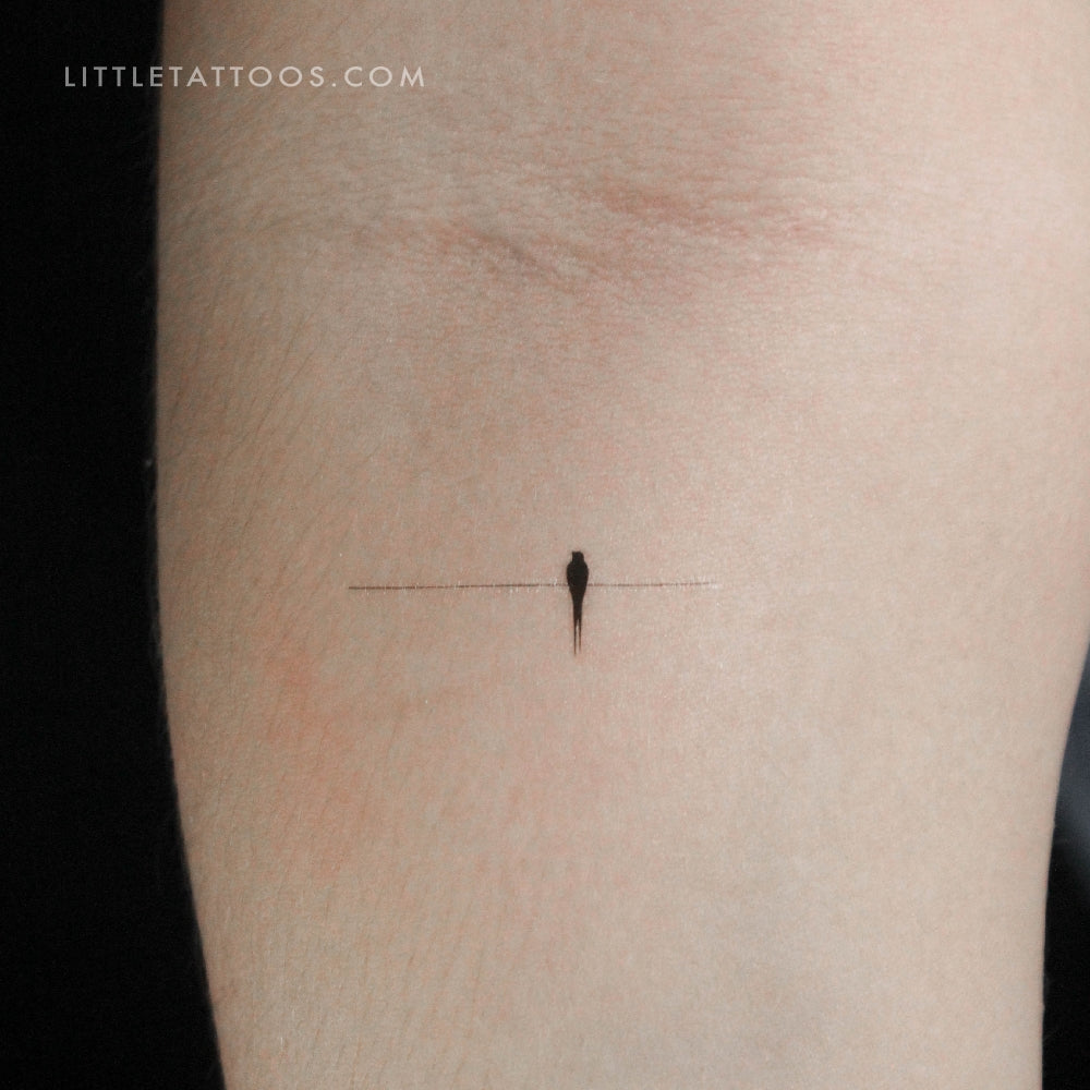 Lonely Bird On A Wire Temporary Tattoo - Set of 3
