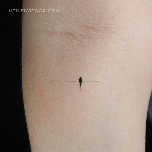 Tatuaje temporal de pájaro solitario en un alambre - Juego de 3