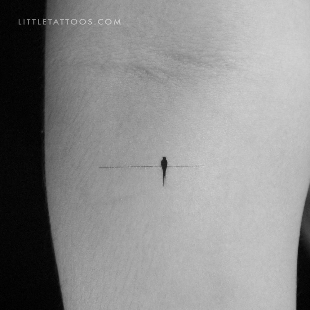 Lonely Bird On A Wire Temporary Tattoo - Set of 3