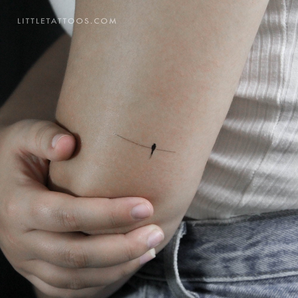 Lonely Bird On A Wire Temporary Tattoo - Set of 3