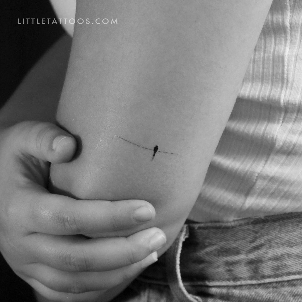 Lonely Bird On A Wire Temporary Tattoo - Set of 3